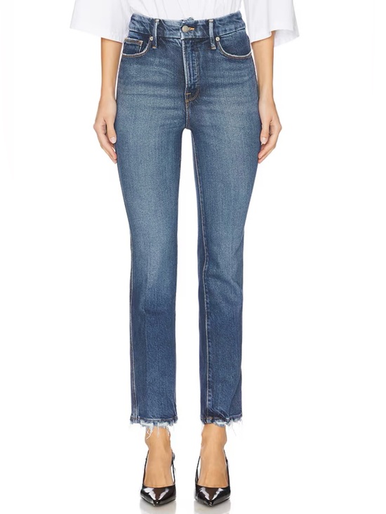Good American Denim - Good American Good Curve Straight Jeans Super High Rise Sz 4 / 27 Raw Hem